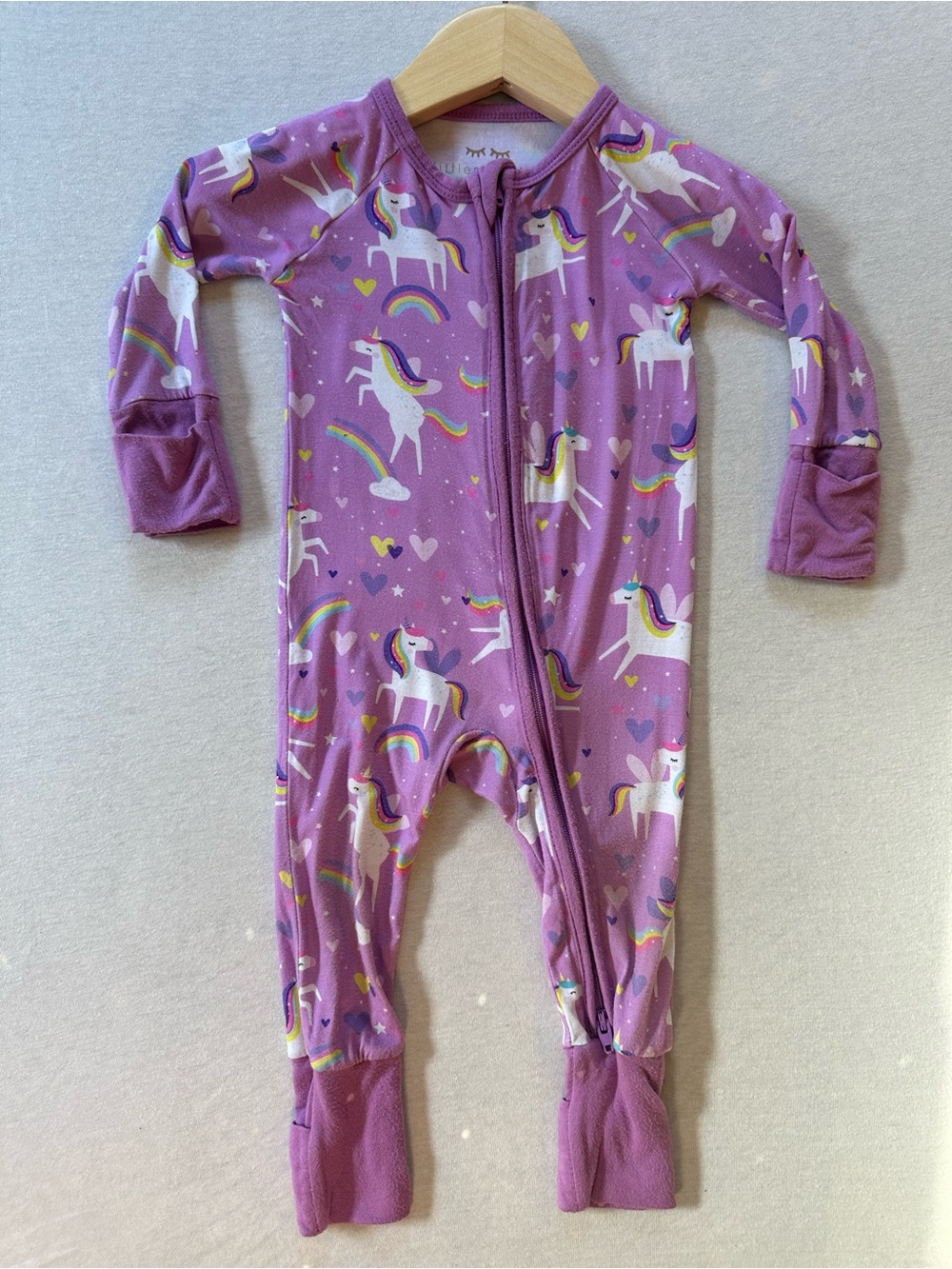 Little Sleepies Pastel Rainbow Unicorn Bamboo Convertible Zippy 0-3M